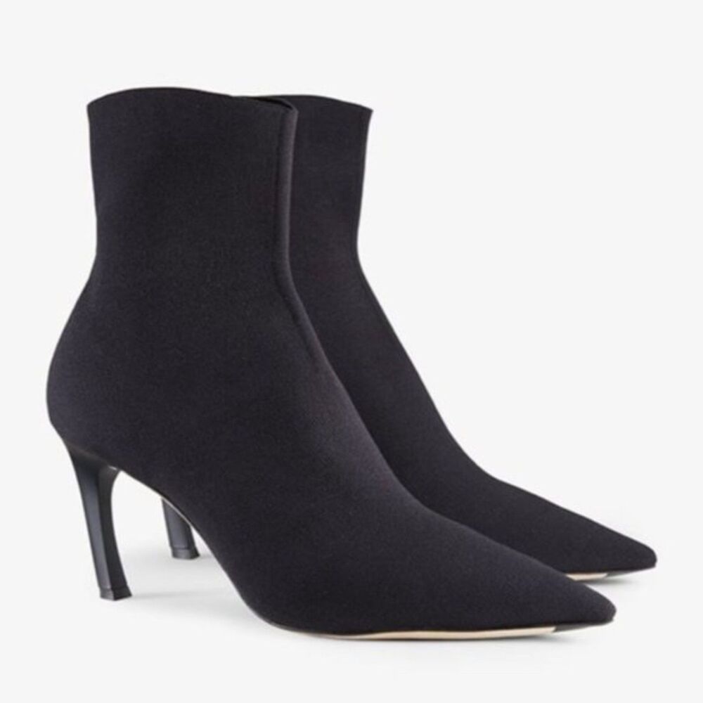 M.M. Lafleur Lana Boot 3D-Knit Pointed Toe Stiletto Heel Black Sz EU 39.5 US 9